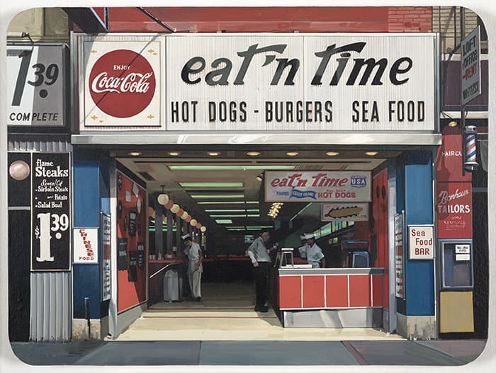 Detail of Richard Estes eat'n time from 1968-1969
