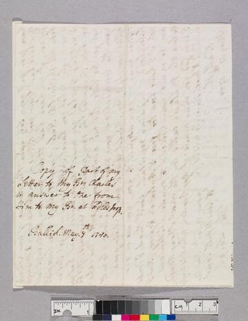 Leigh, Theophilus, 1693-1785. Letter to [Charles Leigh, 1700-1766]