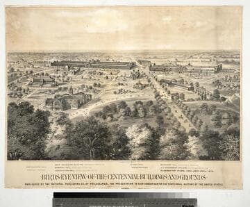 Birds eye view of the Centennial buildings and grounds