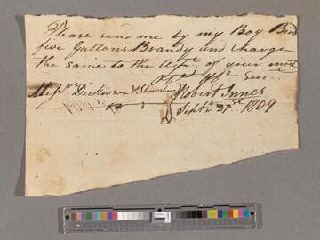 Requisition for brandy by Robert Innes via Bird