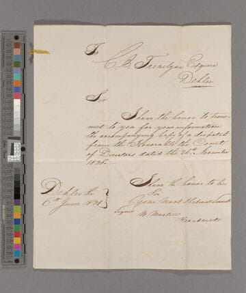 W. Martin. Letter to Sir Charles Edward Trevelyan, 1st Baronet