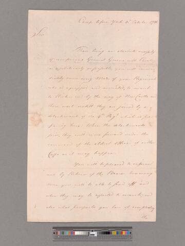 Letter from George Washington, camp before York, to Lieutenant Colonel Anthony Walton White