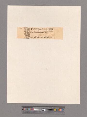 Signature of George Washington on ticket for the Mountain Road Lottery, Number 237