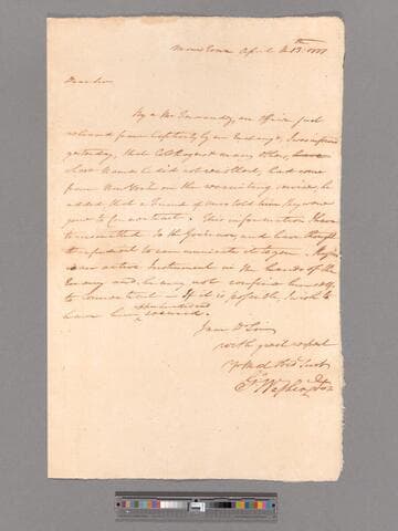 Letter from George Washington, Morristown, to Brigadier General Alexander McDougall