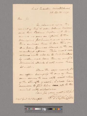 Letter from George Washington, headquarters Middlebrook, to Major General Alexander McDougall