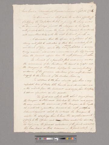Address to the army upon joining the command of the Marquis de Lafayette, headquarters Williamsburg