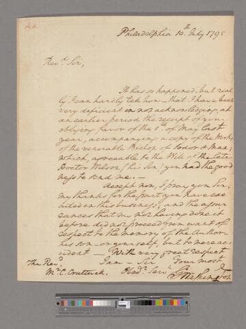 Letter from George Washington, Philadelphia, to Reverend Clement Cruttwell