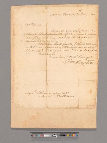 Letter from George Washington, Mount Vernon, to Solomon Cotton & Company