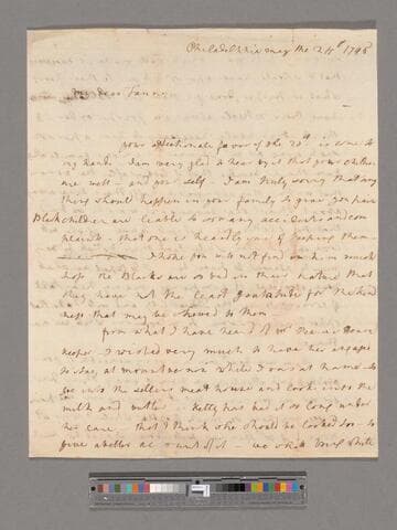 Letter from Martha Washington, Philadelphia, to Frances Washington