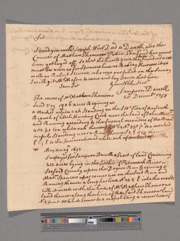 Letter from Sampson Darrell to George Washington