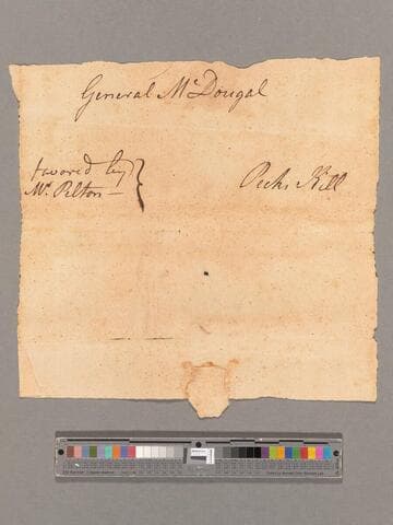 Manuscript wrapper for Alexander McDougall letters