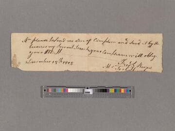 Requisition for camphor by F. Rives via Isaac