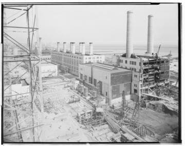 Long Beach Steam Station, Plant #3 - General view from 1/2 way up take-off tower