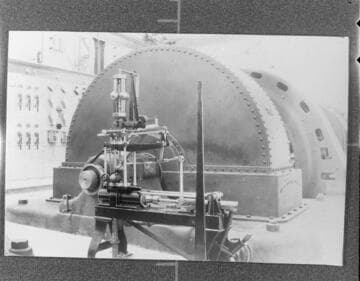 The interior of the power house at Santa Ana River #1 Hydro Plant