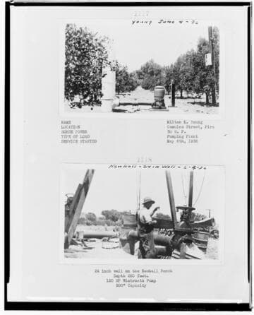 P4 - Pumping Plants - page 50 of Laws Book. two copy prints of Pumping Plant customers