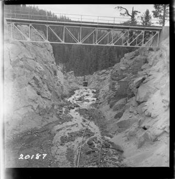 Big Creek, Huntington Lake Dams - Progress of backfills on Huntington Lake Dams by Stone & Webster Co