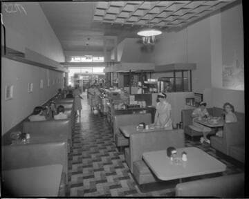 Overview of small cafe dining area