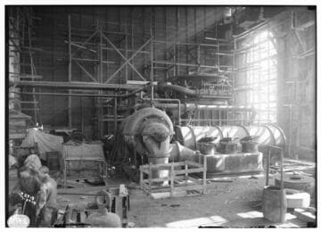 Construction crew working on Turbo #3 at the Long Beach Steam Plant
