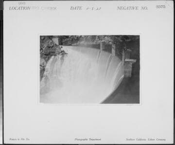 Big Creek Powerhouse #8 - Dam #6 spilling with 2' of water over spillway curve