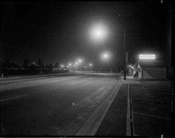 Street lighting on a business street in Santa Fe Springs