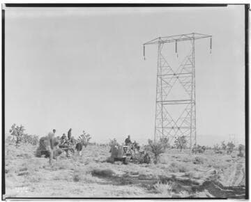 Boulder-Chino Transmission Line (2nd) - Pulling out conductors & ground wire with tractors
