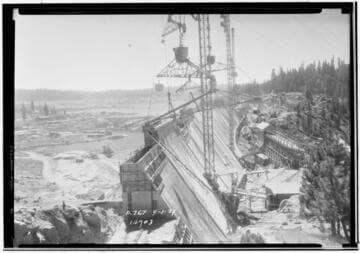 Big Creek, Shaver Lake Dam - Looking across Shaver Dam showing middle section complete