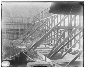 The North and East walls of Mill Creek #3 Hydro Plant partially filled with concrete