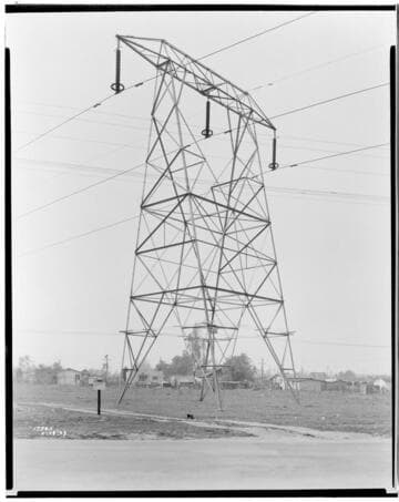 Eagle-Bell Transmission Line - Barbed wire barrier on tower
