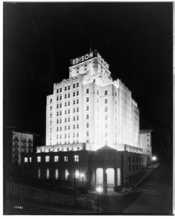 Night view of Edison Building (5th & Grand) - Lighting
