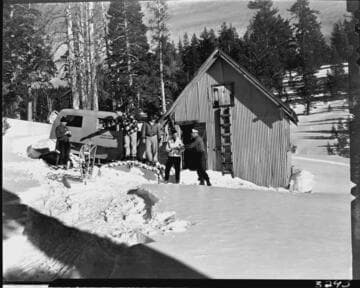 Big Creek snow survey.  Group beside sno
