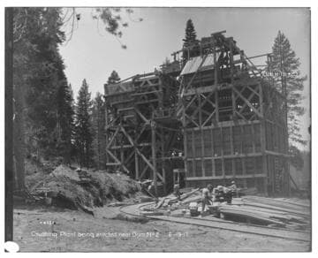 Big Creek Huntington Lake Dams - Crushing plant being erected near Dam #2. Job H