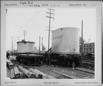 220kV transformer for Eagle Rock Substation transferred from Southern Pacific railroad to Los Angeles Railway