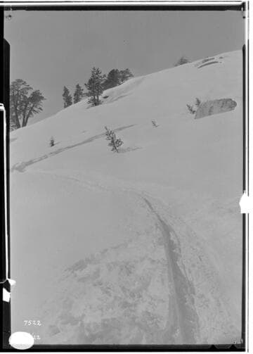 Big Creek, Florence Lake Dam - Sled transportation track along road at higher elevation near Kaiser Pass