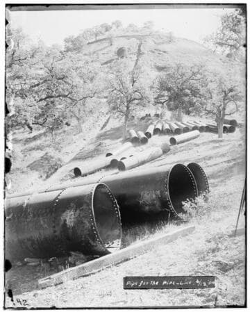 Pipes for the pipe-line at Kaweah #2 Hydro Plant