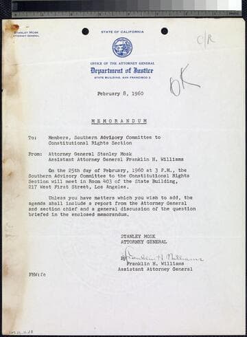 Memorandums from Office of Attorney General