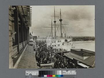 Ship café on Abbot Kinney Pier during Fleet Week, Venice, California