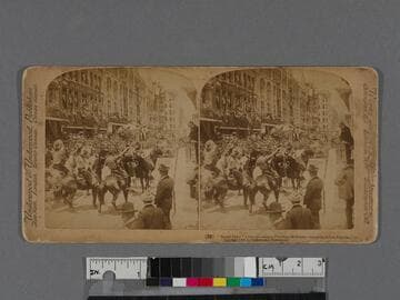 "Rough Rider" Cowboys saluting President McKinley - reception at Los Angeles, Cal
