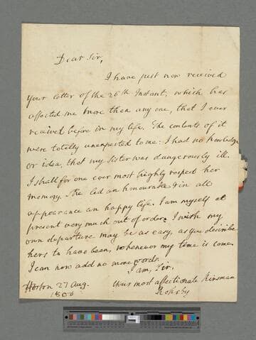 Robinson-Morris, Matthew, 2nd Baron Rokeby. Letter to Matthew Montagu, 4th Baron Rokeby
