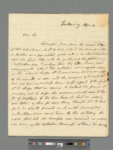 Blagden, Sir Charles. Letter to Matthew Montagu, 4th Baron Rokeby