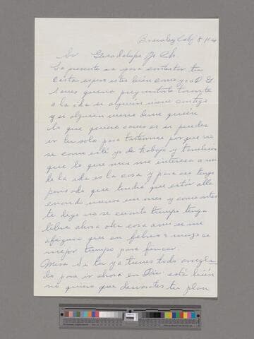 Letter from José Chávez Esparza (Brawley, California) to Paco Chávez Esparza (San José, California)