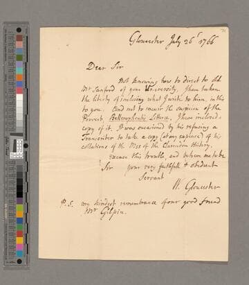 William Warburton letter, Gloucester, to Theophilus Leigh