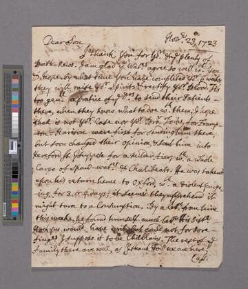 Theophilus Leigh, 1643-1725, letter to Theophilus Leigh