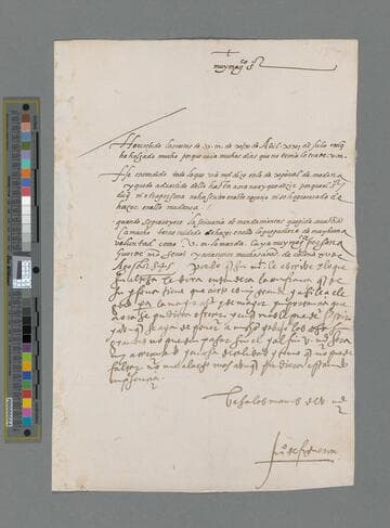 Juan de Figueroa letter to Pedro de la Gasca, Bishop