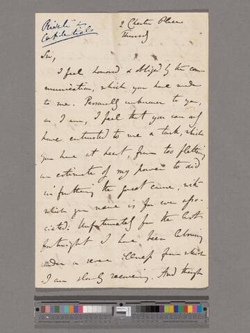 Buller, Charles. Letter to [Thomas Clarkson]