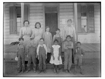 Children in front of Hopeton School, Hopeton, Merced County