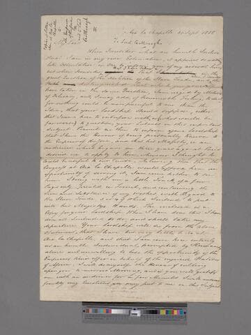 Clarkson, Thomas. Copies of letters to [Alexander I], Emperor of Russia, and Robert Stewart, Viscount Castlereagh, [after 2d Marquis of Londonderry]