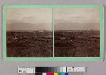 Bird's eye view of valley showing Raymond Hotel to the right