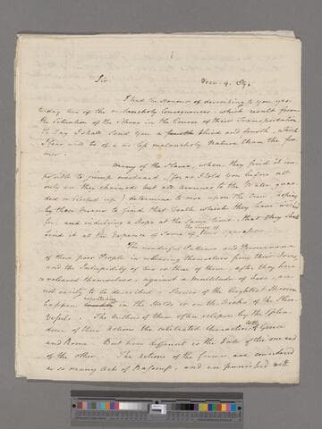 Clarkson, Thomas. Letter to [Honoré Gabriel Riquetti], Comte de Mirabeau