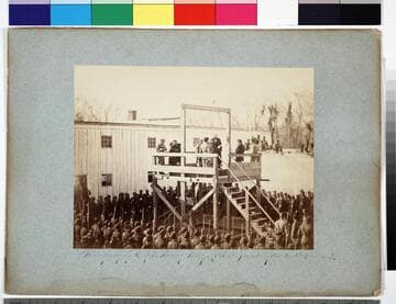 Hanging of Capt. Henry Wirz (C.S.A.) ; reading the death warrant