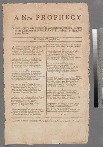 A new prophecy of several strange and wonderful revolutions that shall happen to the kingdom of England in or about an hundred years hence. To a new playhouse tune